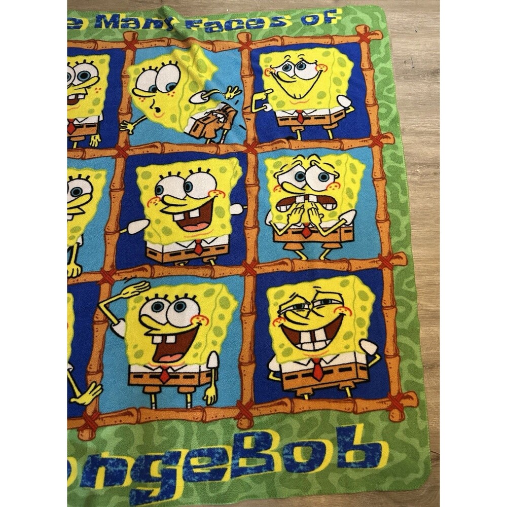 Nickelodeon SpongeBob SquarePants Throw Blanket Vintage 2003 55x50 Fleece Plush - Picture 6 of 8